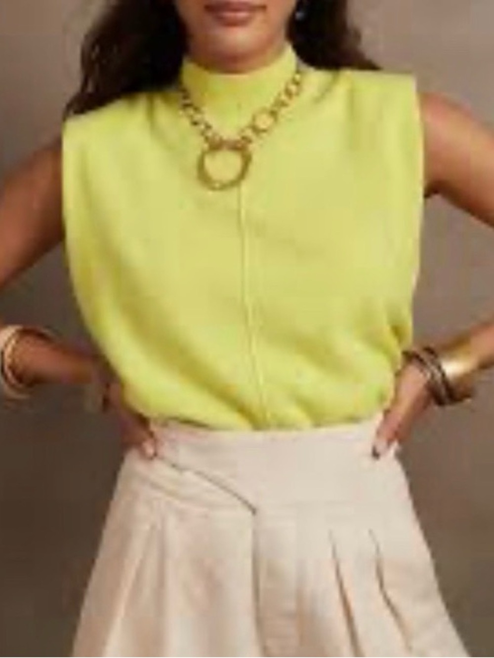 Banana Republic Sleeveless Mock Neck Tank in Lime Green